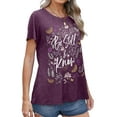 thumbnail image 3 of MOSHU Womens T-shirts Round Neck Shirts for Women Short Sleeve Loose Graphic Tees, 3 of 9