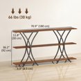 thumbnail image 3 of HOMCOM 71" Console Table, 3-Tier Industrial Entryway Table, Rustic Brown, 3 of 10