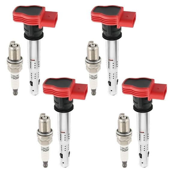 maXpeedingrods UF529 Set of 4 Ignition Coil Pack and Iridium Spark Plugs Fit for Audi A3 A4 A5 1.8 2.0 3.2 l4 V6, for Volkswagen Jetta Passat Golf 2.0L l4 2006-2016, Ignition Coil Kit Replaces UF-529