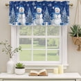 thumbnail image 2 of Navy Blue Christmas Curtain Valances for Windows, Kitchen Valance Window Treatments Panel 2 Pack, Snowman Snowflake Gifts Xmas Tree Rod Pocket Short Curtains for Bathroom Bedroom 42 x 12 Inch, 2 of 8
