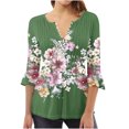 thumbnail image 1 of Camisetas con Cuello en V Mujeres Moda Impresa 3/4 Mangas Blusa, Top Cómodo Casual para el Hogar Y Diario, 1 of 4