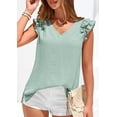 thumbnail image 3 of PRETTYGARDEN Womens Blouses Dressy Casual Summer V Neck Ruffle Cap Sleeve Business Work Tops Spring Teacher Shirts, 3 of 10