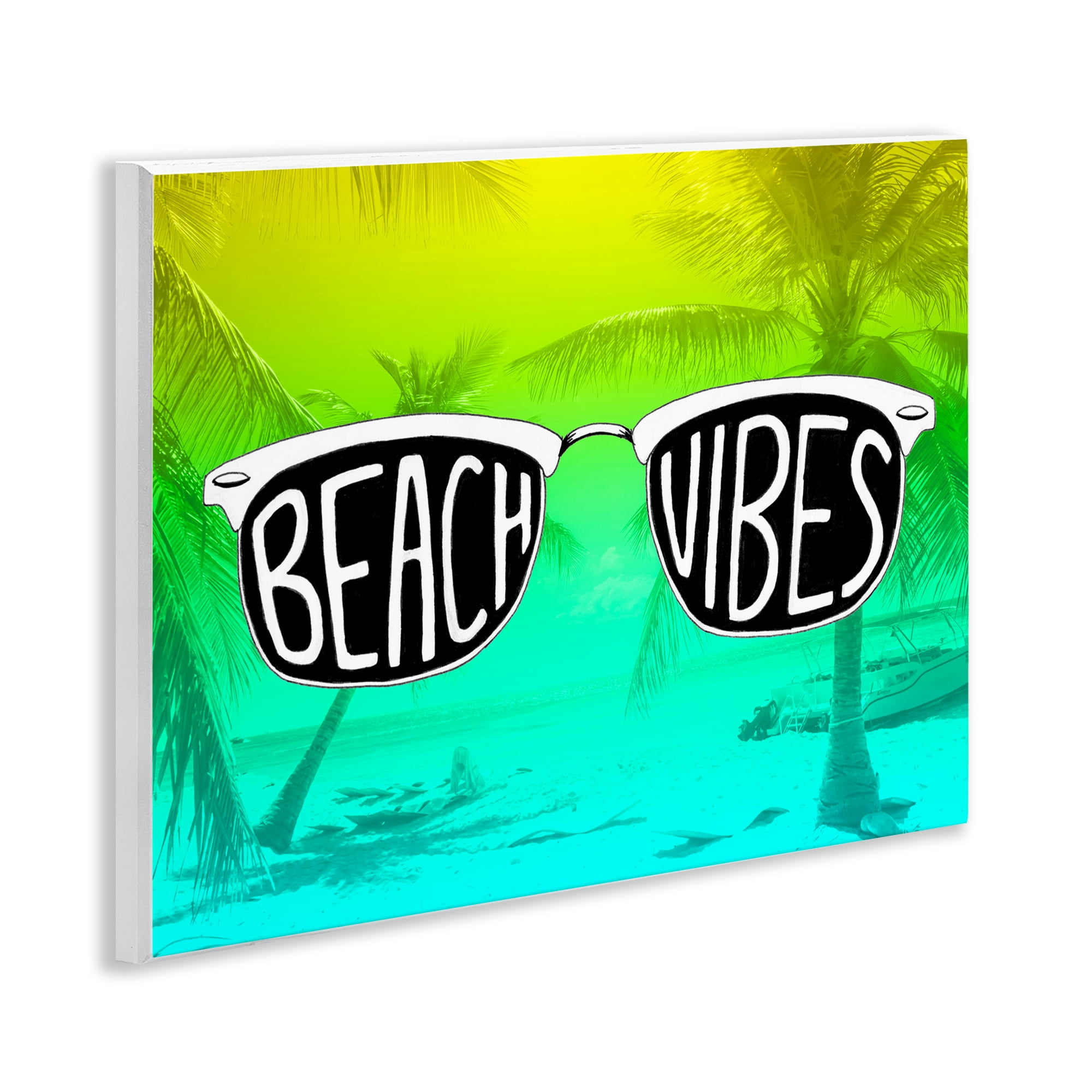 Stupell Industries Beach Vibes Sunglasses Typography Painting Unframed Art Print Wall Art, 14 x 11