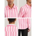 thumbnail image 6 of INSPIRE CHIC Men's Shirts Vertical Striped Long Sleeve Button Up Regular Fit Casual Shirt XL Pink White, 6 of 7