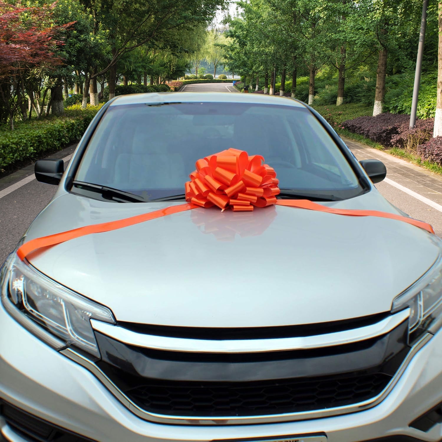 Large Orange Car Bow - 16" Wide, Front Door Decor, Easter, Spring, Summer, Halloween, Fall, Thanksgiving, Christmas