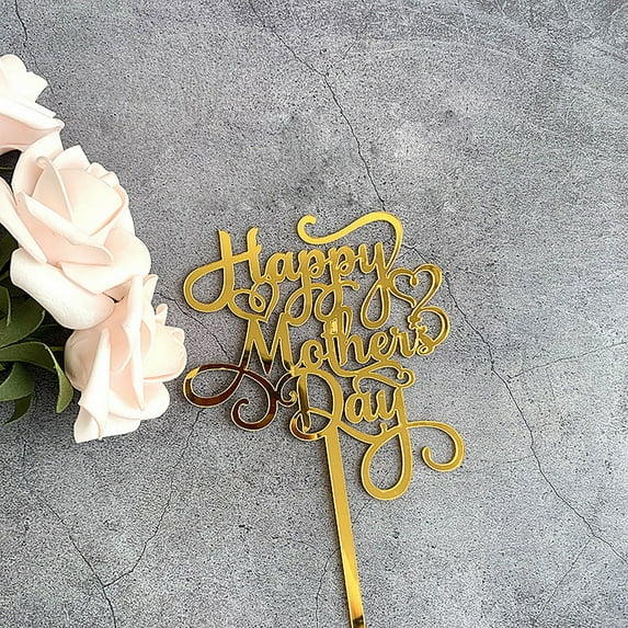 SEARCHI Acrylic Cake Topper, Happy Birthday Mother Day Cake Topper Cake Insert Decoration Party Supplies for Women Various Cupcake Baking Ornament