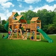 thumbnail image 3 of Gorilla Playsets Treasure Trove I Wooden Swing Set with 2 Slides, Rock Climbing Wall, and Clatter Bridge and Tower, 3 of 17