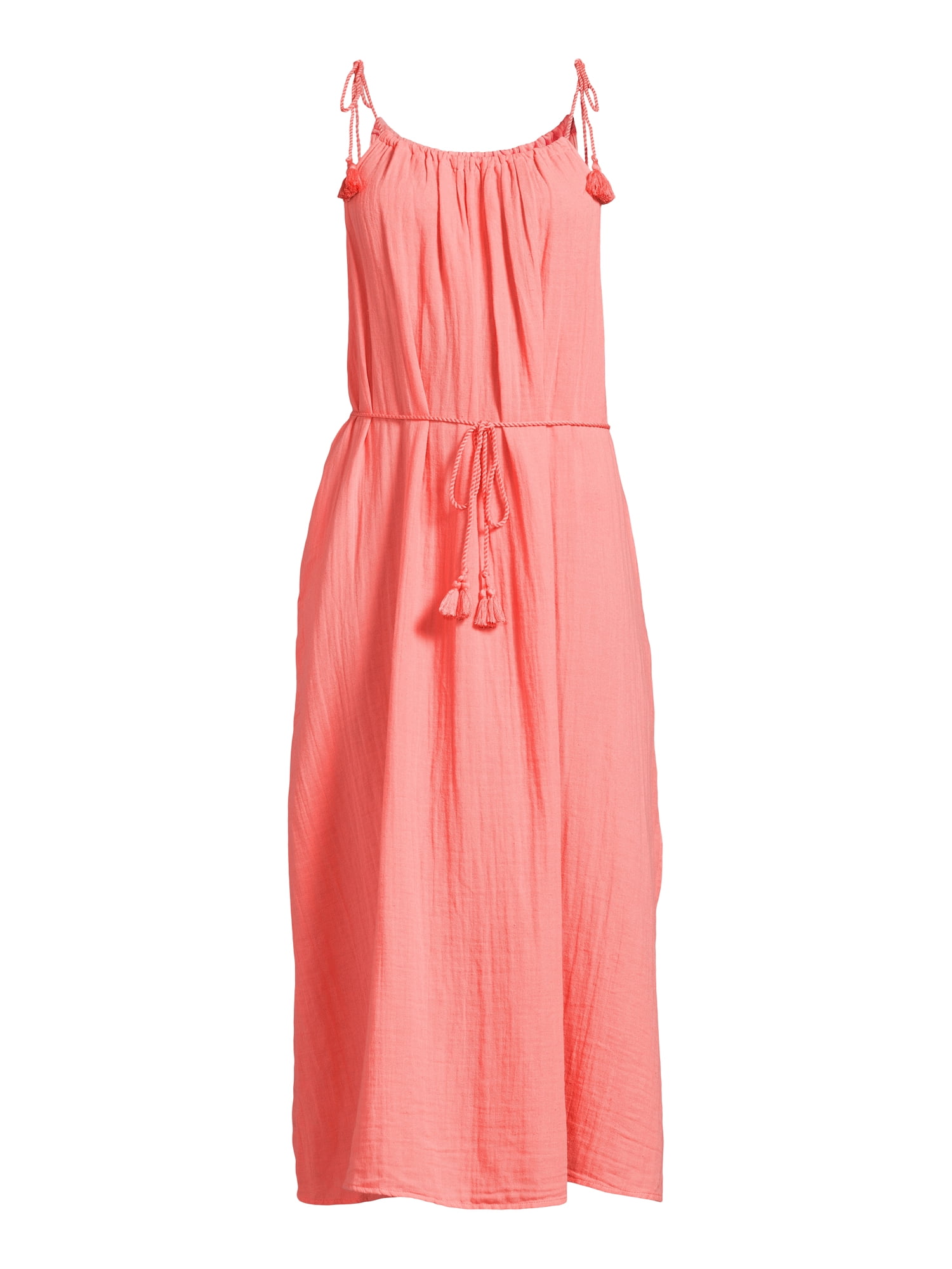 Time and Tru Women's Tie Shoulder Midi Dress, Sizes XS-XXXL