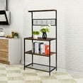 thumbnail image 5 of 4-Tier Bakers Rack Kitchen Shelves, Kitchen Island Utility Storage Shelves, Microwave Carts Shelving Unit with Steel Frame, Vintage Board, Metal Storage Shelves for Kitchen Dining Room Garage, Q13756, 5 of 11