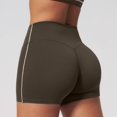 thumbnail image 2 of High Waist Yoga Shorts for Running Gym Fitness Seamless Tight Workout Bottoms with Scrunch Booty Lift and Control, M, Brown, 2 of 5
