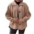 thumbnail image 2 of Ashirexll Oversized Cardigans for Women, Womens Winter Coats, Women's Solid Color Wool Jacket Turndown Collar Button Up Pocket Cardigan, 2 of 7