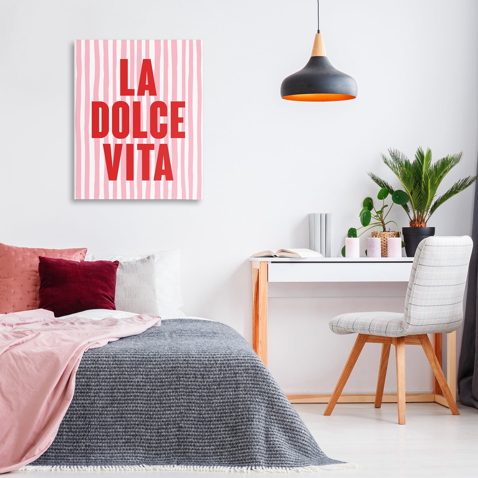 Stupell Industries La Dolce Vita Red Text & Numbers Painting Wrapped Canvas Art Print Wall Art, 30 x 40
