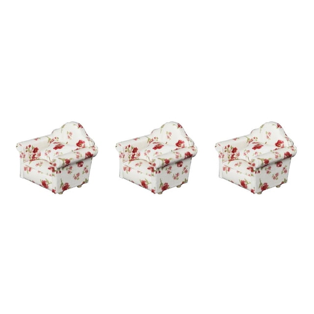 Sofá Mini Muebles Casa de muñecas Juguete Muñeca Miniaturas Almohada Decoración Artesanía Modelo Accesorios Flor oscura Bewildely