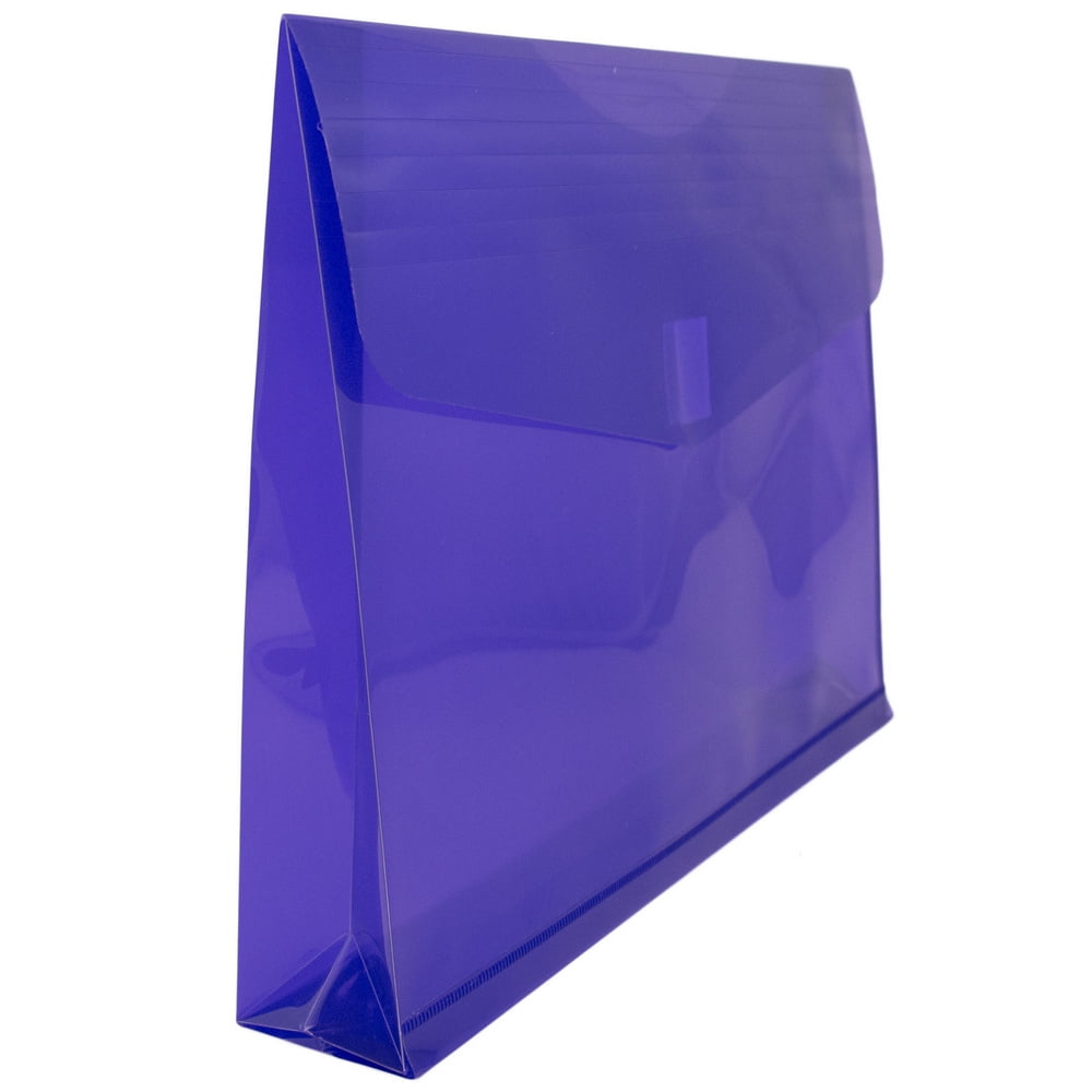 JAM Paper Plastic Expansion Envelopes, Hook & Loop, Letter Booklet, 9 3/4 x 13, 2 in Expansion, Purple, 3/Pack
