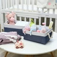 thumbnail image 3 of Sea Team 3-Pack Small Storage Basket Set, Storage Cube Organizer, Storage Bins, 12 x 8 x 5 Inches, Rectangle Canvas Fabric Collapsible Shelf Box with Handles, Denim & White, 3 of 7