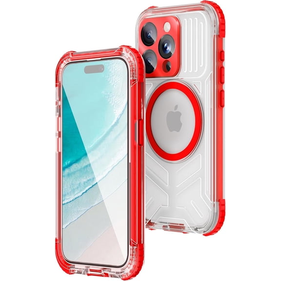 For iPhone 15 Pro Waterproof Case, [IP68 Underwater Dustproof][Built-in Screen][15FT Military Shockproof], 360 Full Body Sealed Protection Cover Magnetic Frosted Phone Case, 6.1"