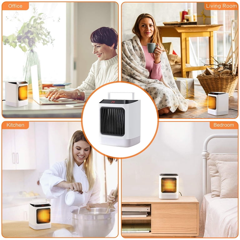 Mini desktop heater, desktop electric heater remote control, digital  display, smart timing, colorful night light, adjustable bathroom heater,  summer indoor timer heater, office home, US plug - Walmart.com