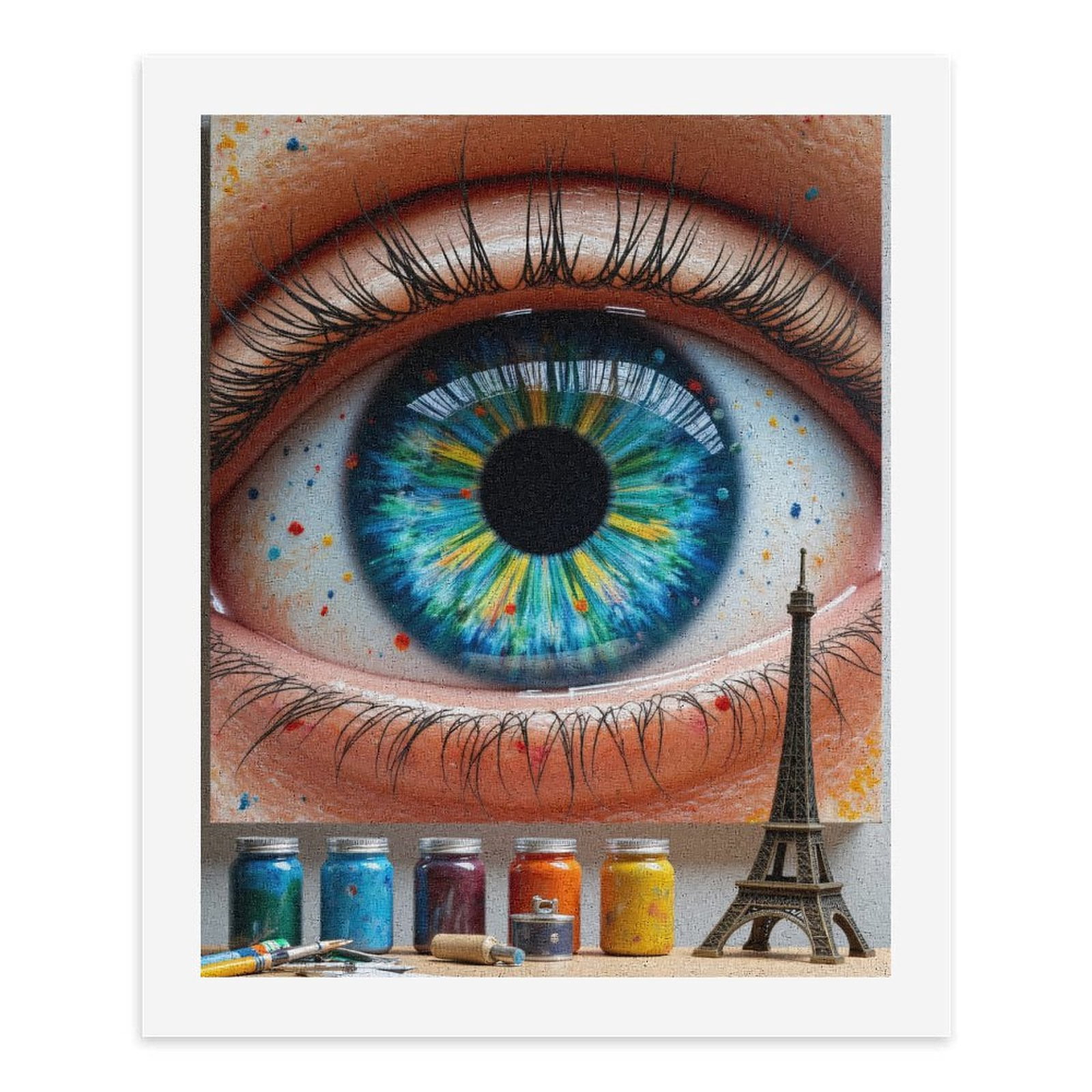 Paint By Numbers Kit for Adults Beginner - Iris Art Palette Eiffel Tower DIY Canvas Painting Kits for Adults, Frameless Paint By Number for Adults for Home Wall Decor 16x20 Inch