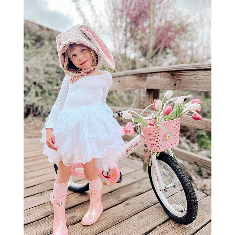 JOYSTAR Little Daisy 12 Inch Kids Bike for 2 3 4 Years Girls with Training Wheels Princess Kids Bicycle with Basket Bike Streamers Toddler Cycle Bikes