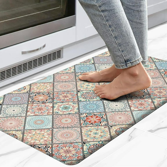 Boho Kitchen Rugs Kitchen Mats for Floor, Anti Fatigue Kitchen Mat, Cushioned Kitchen Mat for Standing, Bohemian Decor Anti Fatigue Kitchen Rug for Home Kitchen Dining Room 17.3 * 29 Inches
