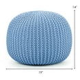thumbnail image 2 of Gymax Pure Cotton Pouf Floor Ottoman Hand Knitted Footrest Cable Style Home Blue, 2 of 6
