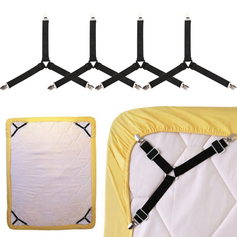 Details about   4PCS TRIANGLE BED SHEET MATTRESS HOLDER CLIPS FASTENER GRIPPERS SUSPENDER STRAPS 