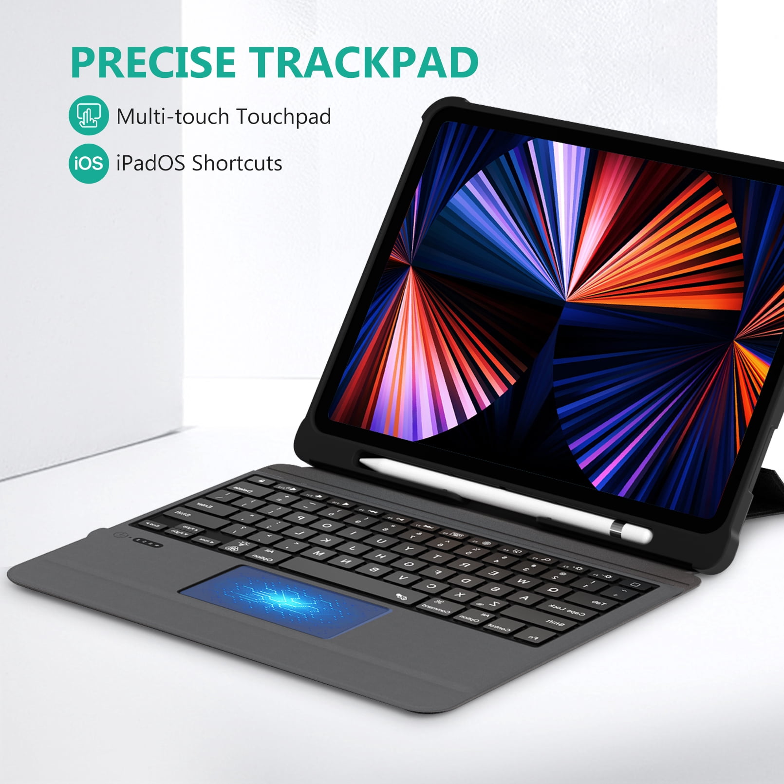 Keyboard for iPad Pro 12.9, 6/5/ 4/ 3 Gen(2022/2021/2020/2018) with Trackpad, Keyboard Case ,Detachable Wireless Bluetooth Keyboard with Backlit, with Pencil Holder