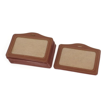 - Unique Bargains School Office Staff Faux Leather Business ID Badge Card Holder Brown 10PCS