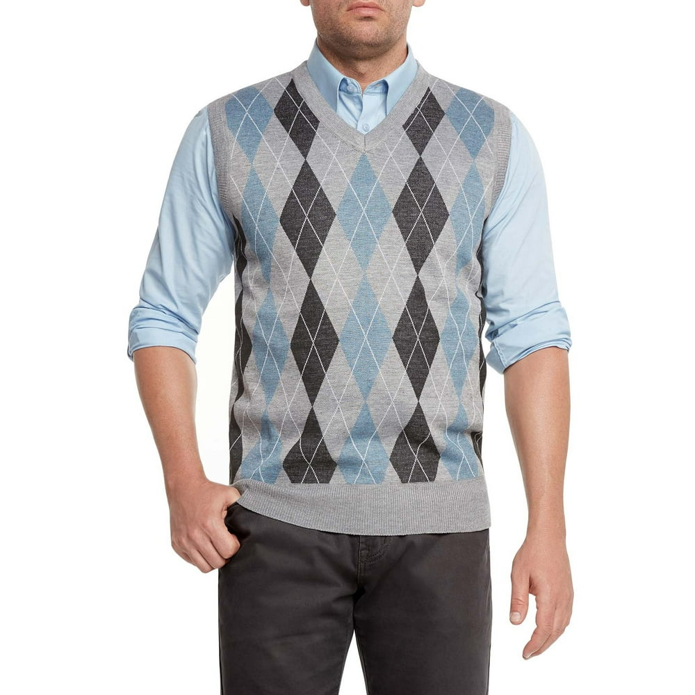 True Rock True Rock Men's Argyle VNeck Sweater Vest (Heather Gray