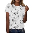thumbnail image 1 of Tnhcen T-Shirt de Base à Manches Courtes d'Été à Col Rond pour Femme avec Imprimé d'Animaux Marins / Extensible, Respirant, Grande Taille (P-3TG) / Décontracté, Plage, Usage Quotidien, 1 of 4