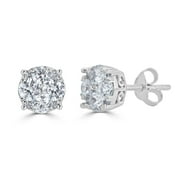 FIFTH AND FINE 1/4Ct Diamond Round Stud Earrings Set in Sterling Silver (0.25)