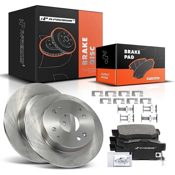 A-Premium 10.24 inch (260mm) Rear Solid Disc Brake Rotors   Ceramic Pads Kit Compatible with Select Honda and Acura Models - Accord 1991-1997, CL 1997, 2.2L, 6-PC Set