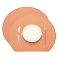 thumbnail image 1 of Juego de 2 Manteles Individuales de Silicona, Manteles Resistentes al Calor para Mesa de Comedor Semicirculares Antideslizantes, Fáciles de Limpiar, Impermeables y a Prueba de Aceite, Naranja Oscuro, 1 of 7