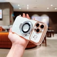 thumbnail image 3 of Dteck for iPhone 15 Pro Max Case for Women Girls, Cute Wave Frame Curly Shape with Love Heart Pattern Raised Camera Protection Cover Luxury Plating Shockproof Phone Case with Magnetic Kickstand,White, 3 of 3