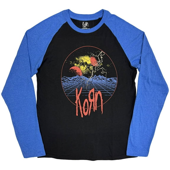 Korn Unisex Raglan T-Shirt Wireframe Space (Black & Blue)