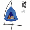 thumbnail image 2 of Pirecart Hammock C-Stand with Swing Tent, Hanging Tree Tent with Steel Frame, LED Lights, Blue, 2 of 7