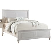 Bed Frame White Color Queen Size Bed Bedroom Furniture High Panel Headboard Footboard Plywood 1pc Bedframe