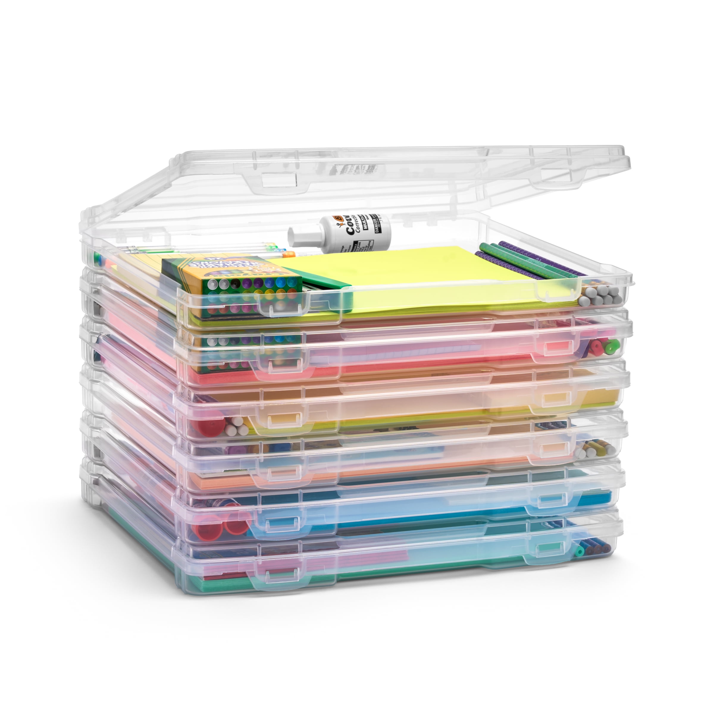 Sorbus Clear Slim Portable Project Case with Snap Closure, Stackable Organizer, 6 Pack