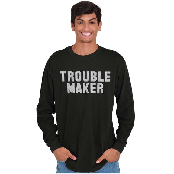 Trouble Maker Rebel College Party Plus Size Long Sleeve Graphic Tee Shirt Brisco Brands 2X
