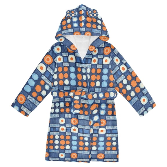 FORMRS Niños Bathrobe Unisex Hooded Robe Soft Plush Pajamas Sleepwear, Size 2-3T, Modern Color Circle