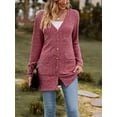 thumbnail image 2 of Diconna Women Fashion V-Neck Cardigan Solid Color Rib Long Sleeve Sweater Button-Down Fall Casual Soft Knit Coat, 2 of 9