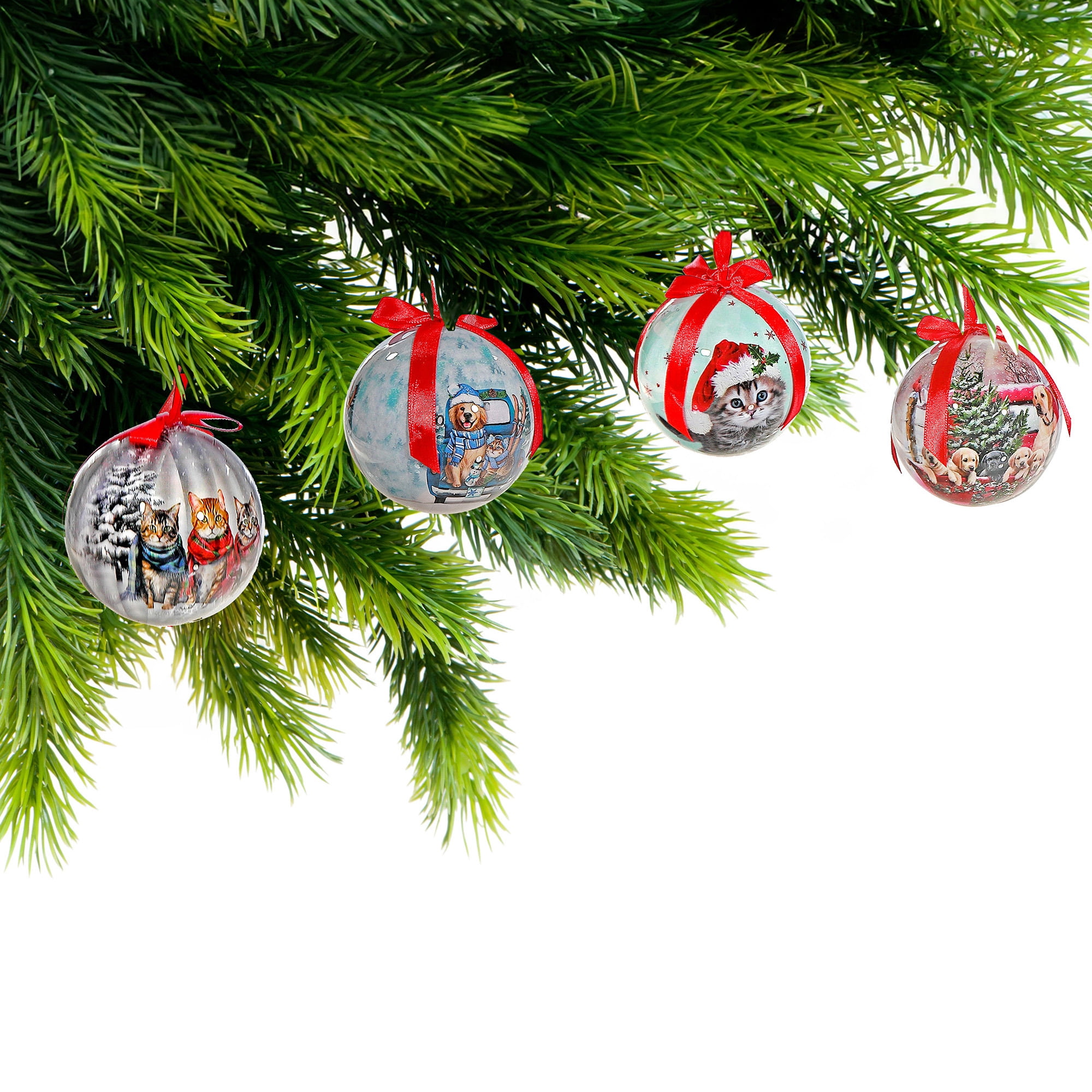 Cats And Dogs Ribbon Ornament (Asstd) (12/Disp) - Set of 12