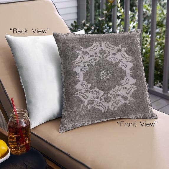 Ahgly Company Outdoor Square Mid-Century Modern Throw Pillow, 18 inch by 18 inch