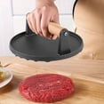 thumbnail image 3 of Homelife Meat Press for Grilling Round Cast Iron Bacon Press Rectangle Burger Press with Wooden Handle with Wooden Handle, 3 of 13
