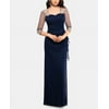 XSCAPE Women's Embellished Illusion Gown Blue Size 16 Petite