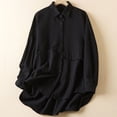 thumbnail image 2 of Womens Rash Guard Long Sleeve Shorts Basic Tops for Woman Casual Solid Loose Mid Length Long Sleeve Turndown Collar Blouse, 2 of 4