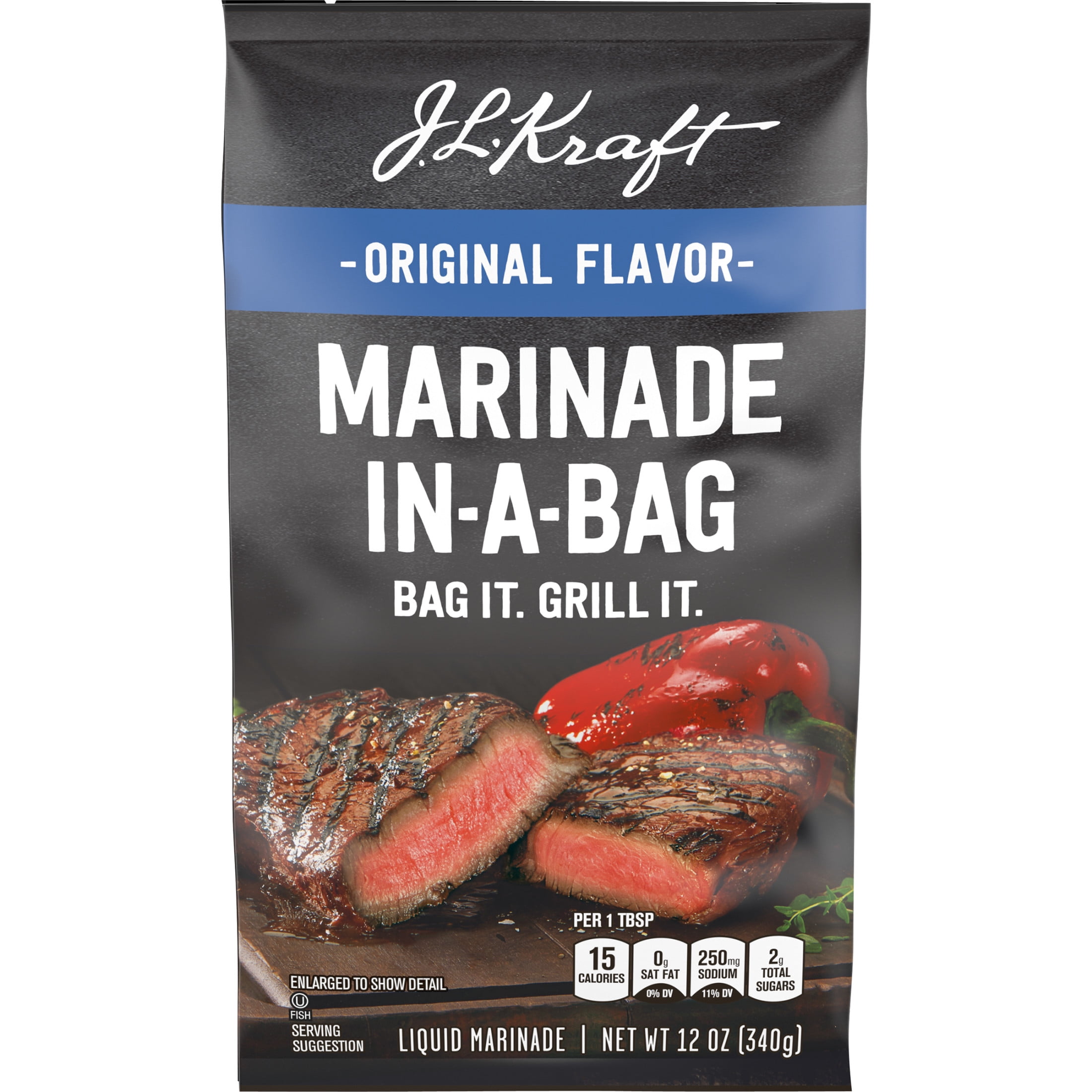 (3 pack) J.L. Kraft Marinade-In-A-Bag Original Flavor Liquid Marinade, 12 oz Bag