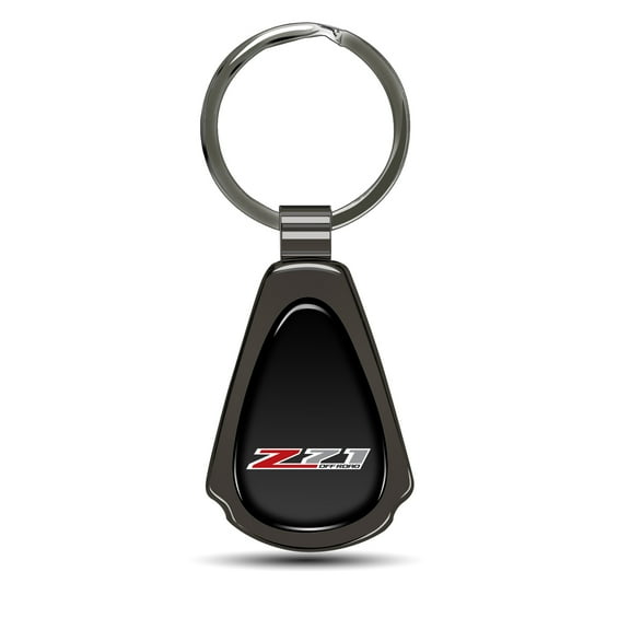 iPick Image for Chevrolet Z71 Black Dome Gunmetal Black Metal Teardrop Key Chain, Official Licensed