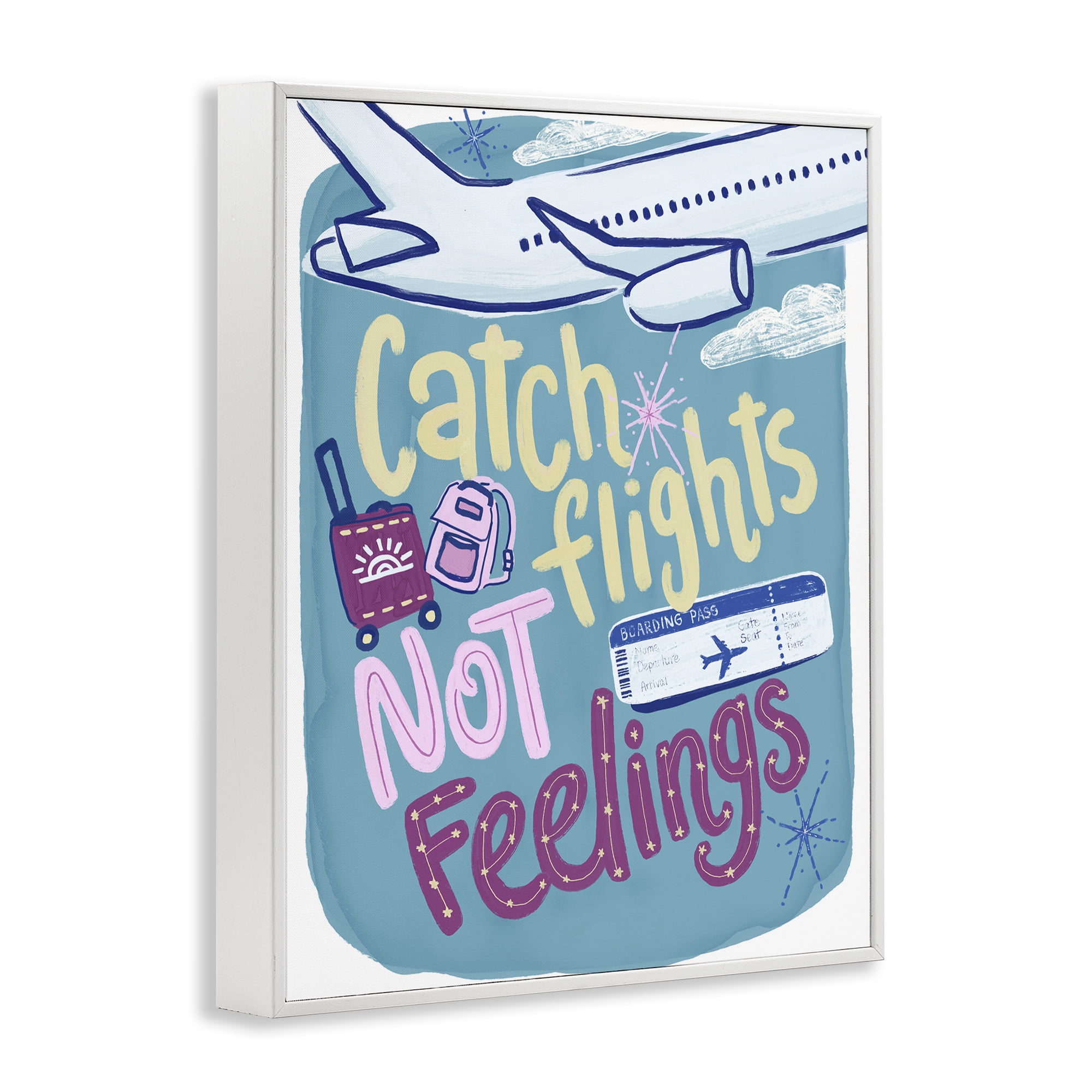 Stupell Industries Catch Flights Not Feelings White Framed Giclee Art, design by Connie Summers