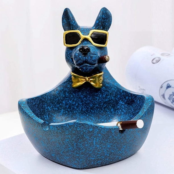 Lindo cenicero, adecuado para el hogar y la decoración del hogar de moda al aire libre (azul oscuro)